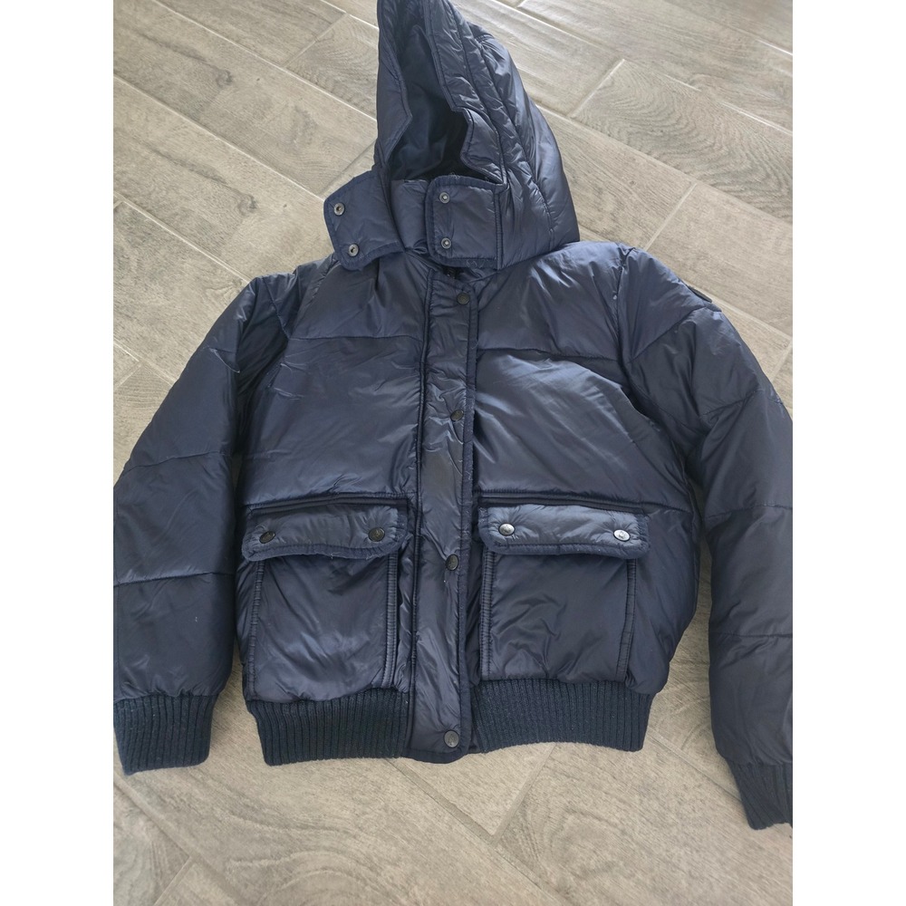 Abercrombie & Fitch Womens Navy Blue Hooded Puffer Jacket Small Winter Coat